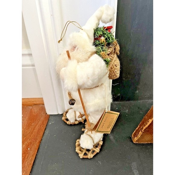 TJ Santas by Tina Mitchell 8" Santa Fuzzy White Rustic Snowshoe Ornament #905376 - Picture 5 of 15